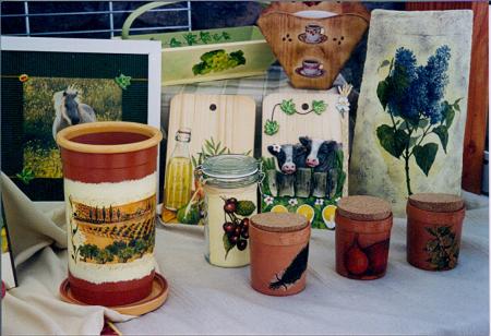 Le collage de serviettes sur supports diff�rents